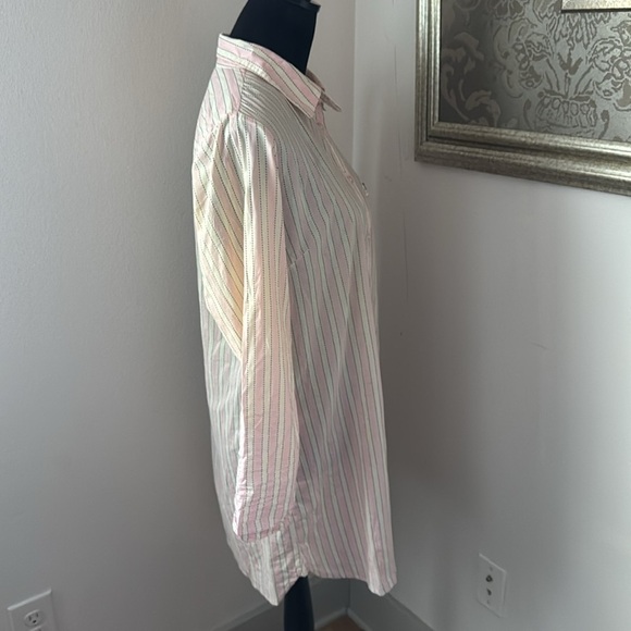 Victoria’s Secret light pink ivory stripes night buttoned down‎ shirt gown Sz M - Picture 4 of 10